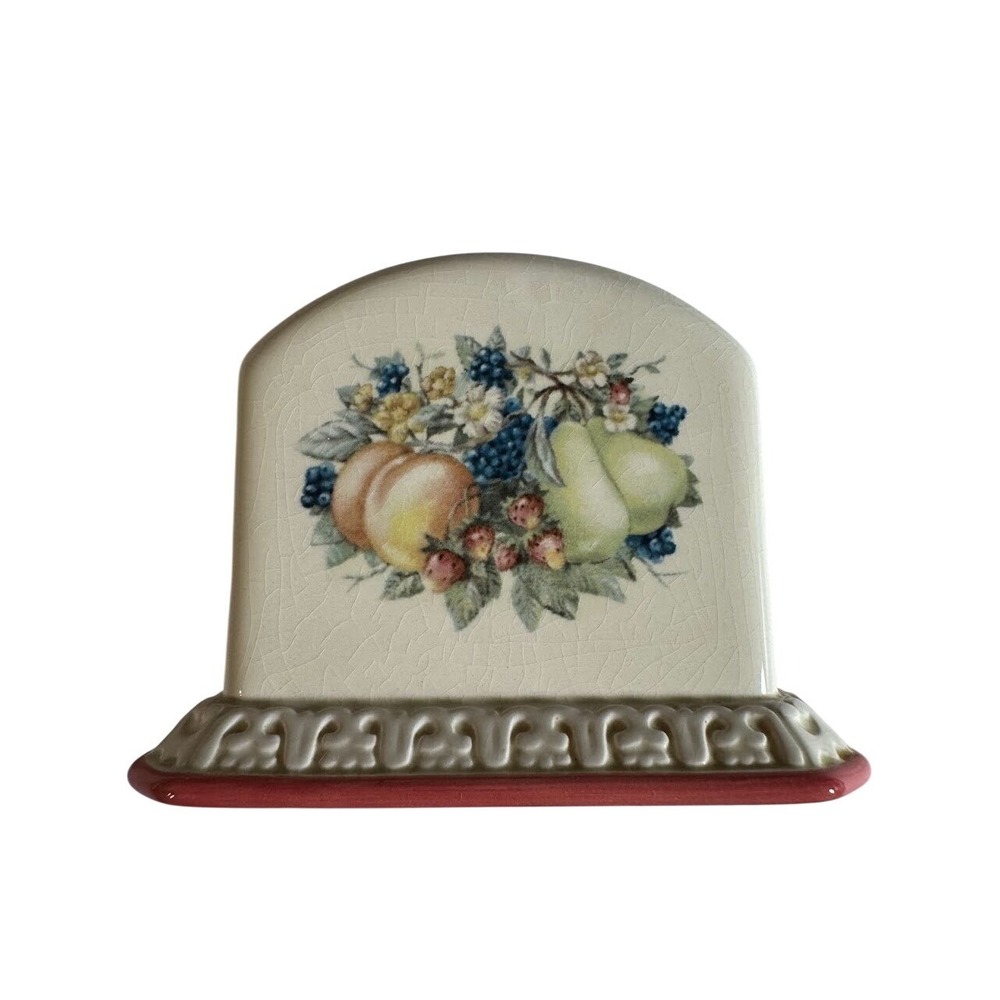 Avon Sweet Country Harvest Ceramic Napkin Holder Fruit Motif Vtg 1970s Farmhouse - Picture 3 of 7